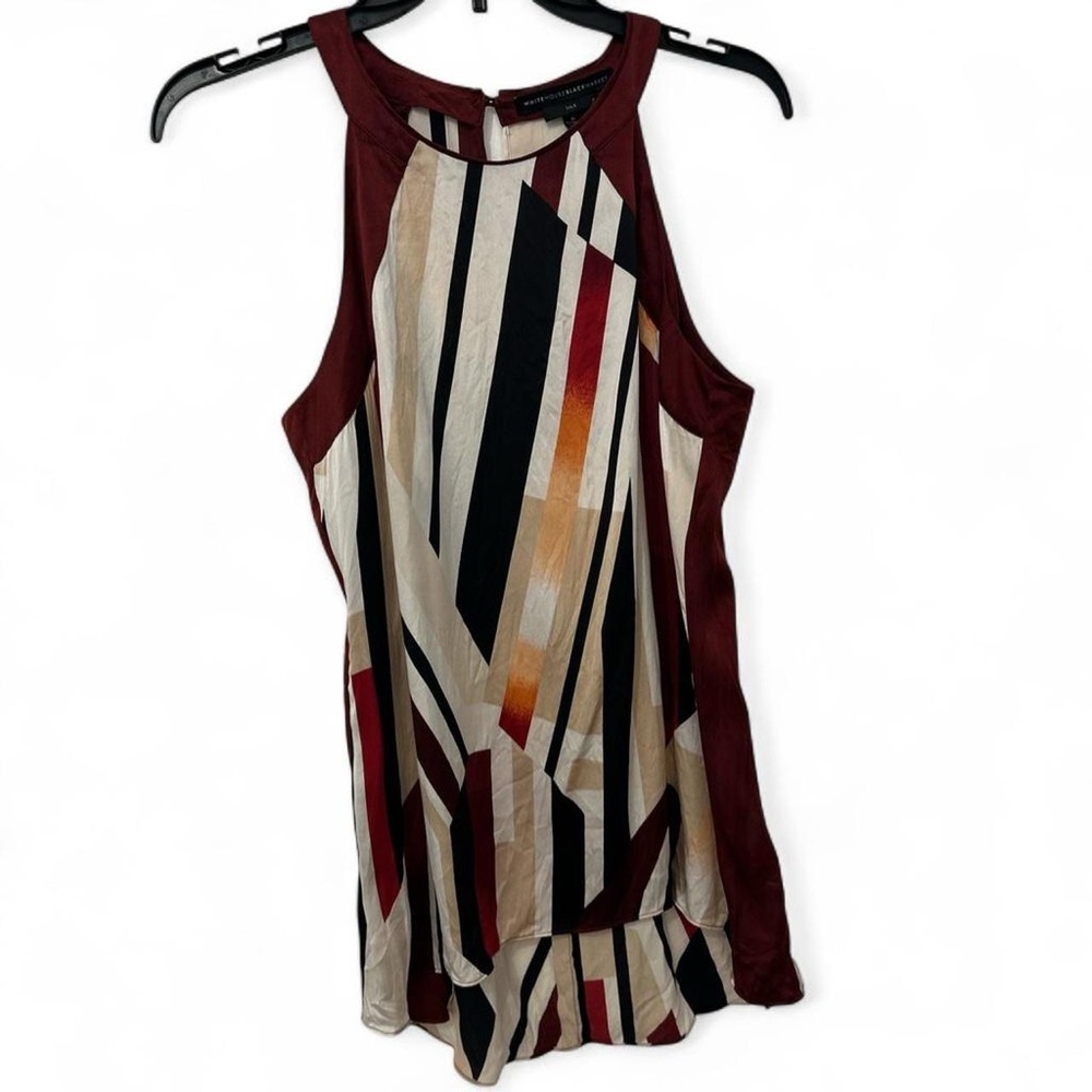 White House Black Market Multicolor Striped Silk Tank Top Womens 6 Office Boho